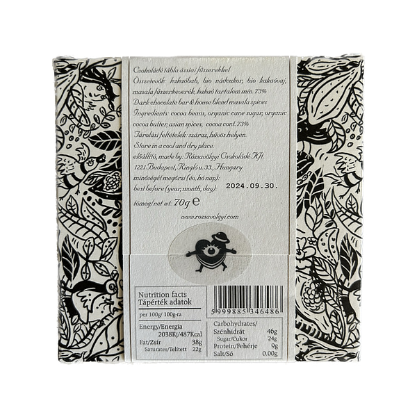 [CLEARANCE] Rózsavölgyi Csokoládé Masala Spice Blend 73% Dark Chocolate - Image 2